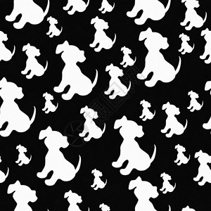 黑白小狗和白色小狗砖块的重复模式背景图片