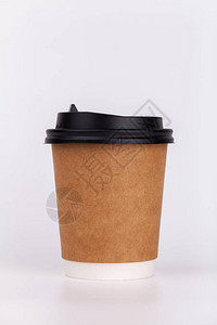 带茶杯咖啡的外送咖啡有白色背景图片