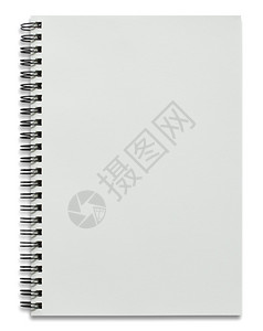 空白的色螺旋笔记本上白色孤立图片