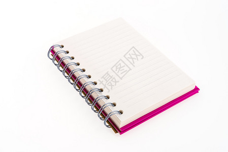 孤立在白色背景上的粉红色笔记本背景图片