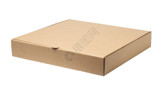 在白色背景上隔离的空披萨盒背景图片