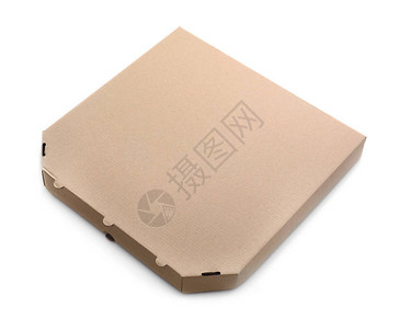 白色背景的纸板披萨盒图片