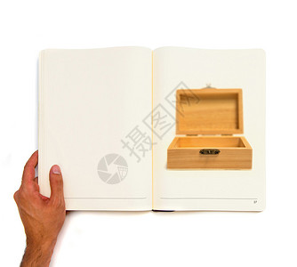 简单的木盒印在白书上图片