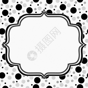 带刺绣背景的白色灰色和黑色圆点框架图片