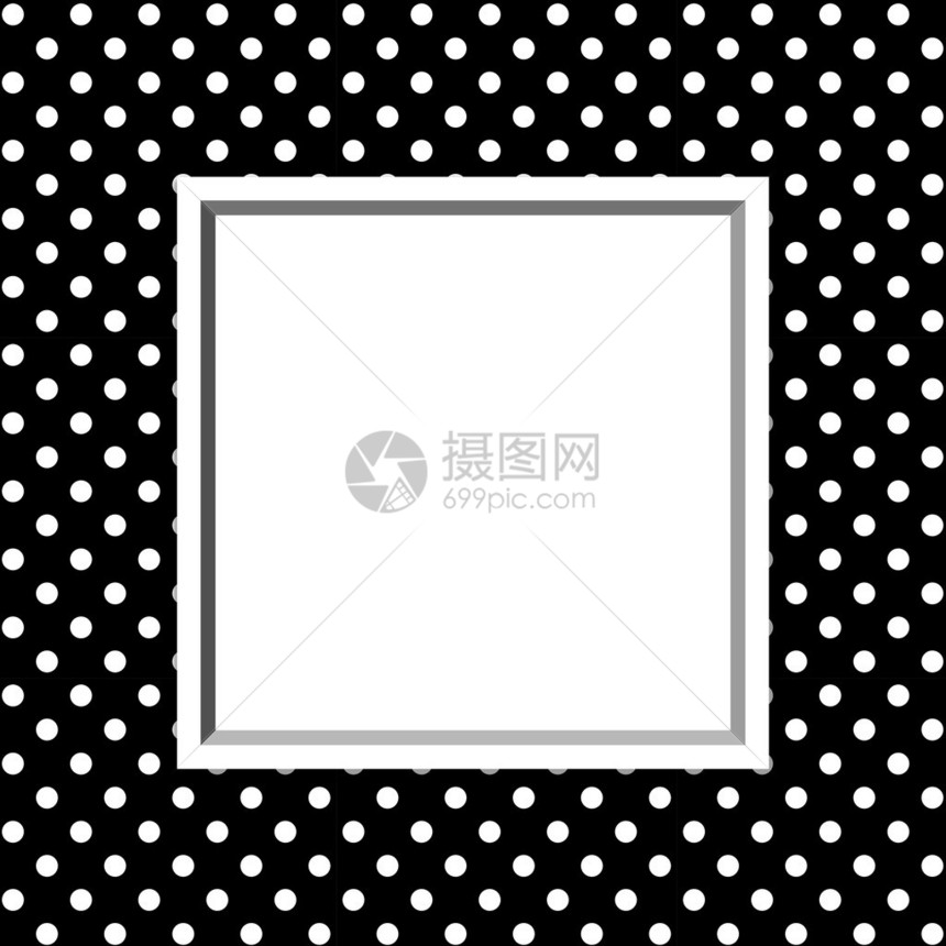 黑白圆点背景带框架中心用于复制空间图片