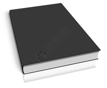 白色背景上的黑色空书模板背景图片
