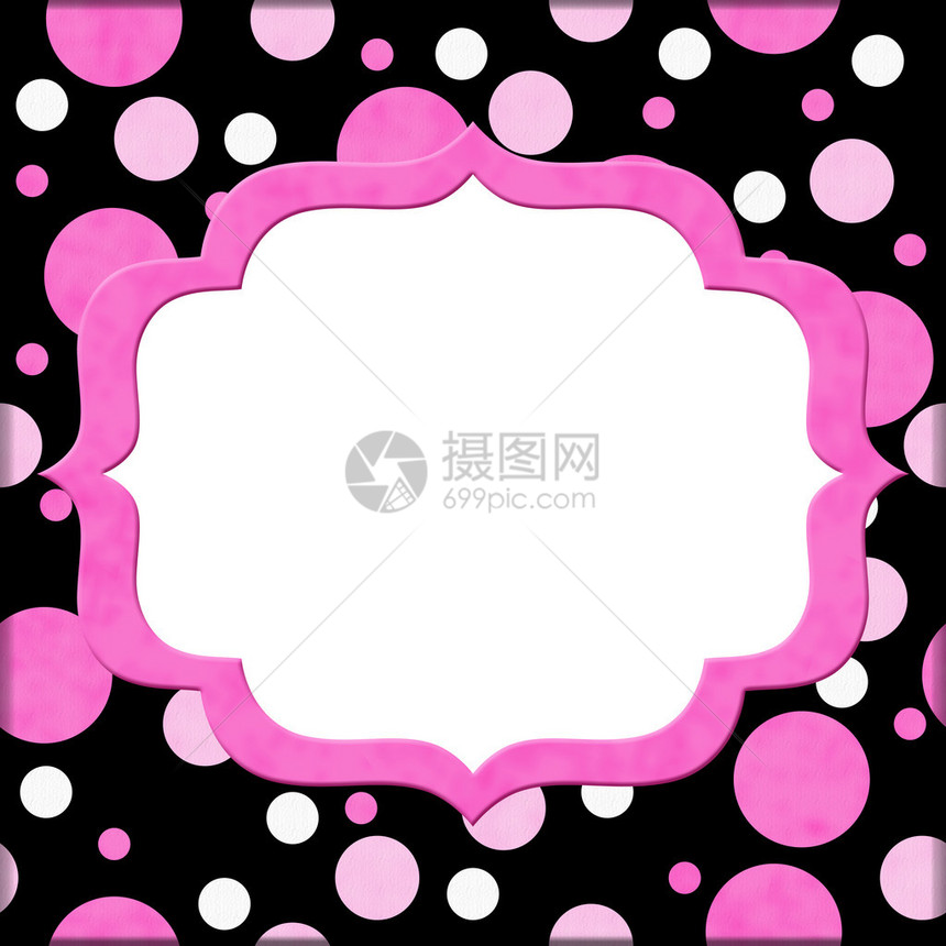 您的消息或邀请的粉色和黑色圆点背景中图片