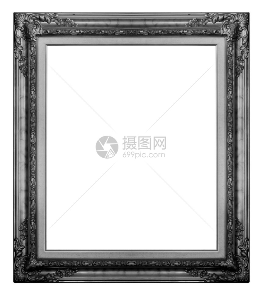 白色背景中的相框黑色木框图片