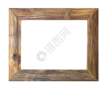 孤立在白色背景上的旧木制相框图片