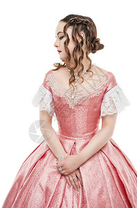 穿着中世纪礼服的年轻美女图片