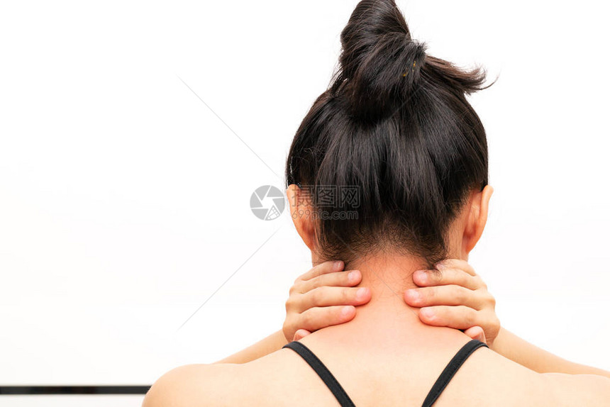 女青年的颈部和肩部疼痛伤害保图片