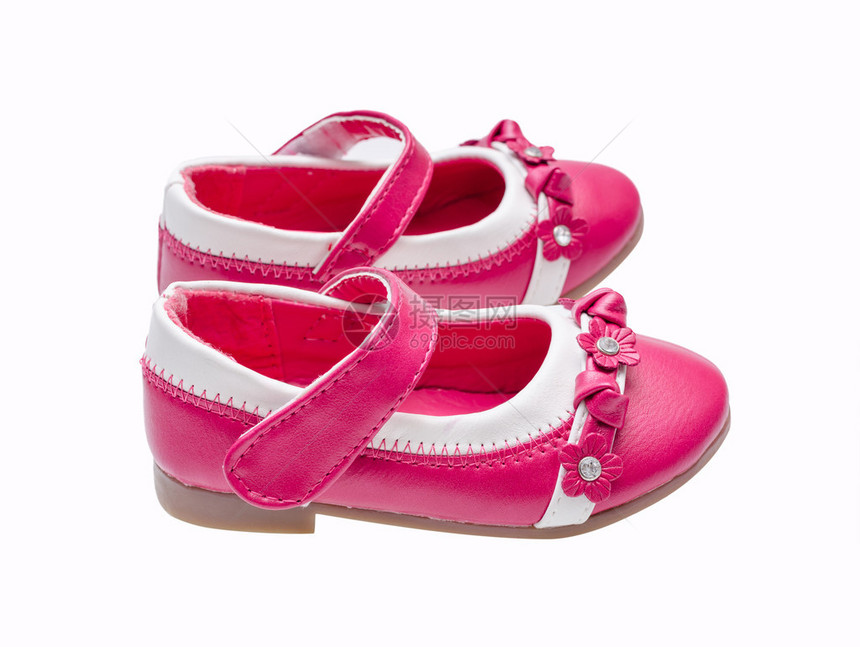 孤立在白色背景的粉红色童鞋图片