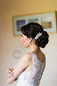 美丽的年轻新娘的肖像婚纱图片