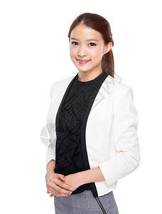 白色背景的年轻亚洲女商人图片