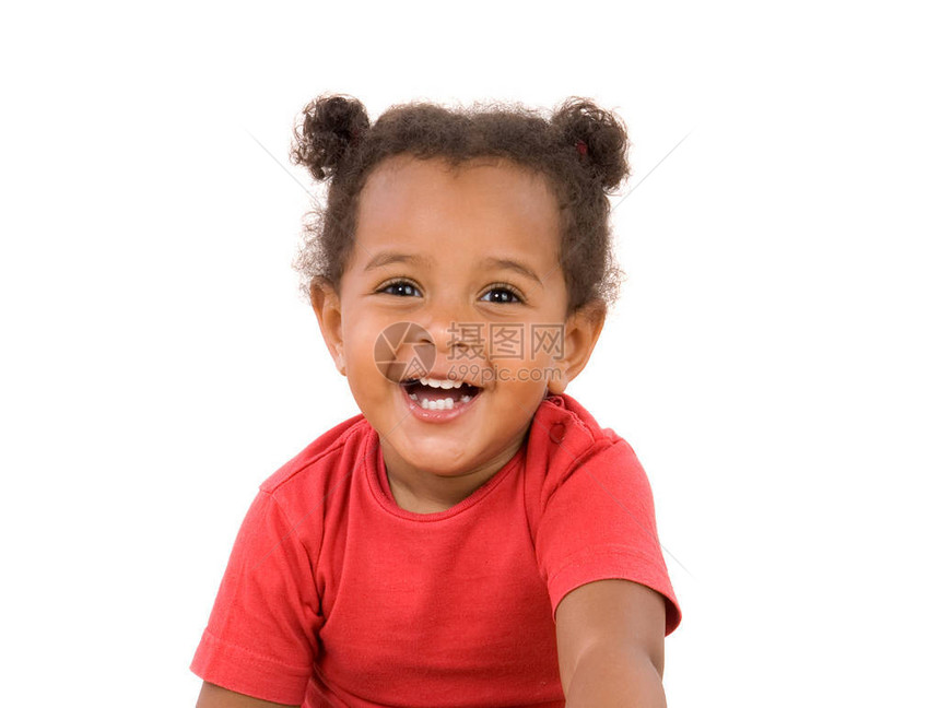 快乐的非洲小女婴在白色图片