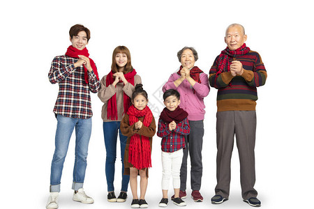 三代亚洲家庭庆祝中图片