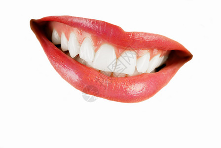 满嘴笑容的女子用大牙齿高清图片