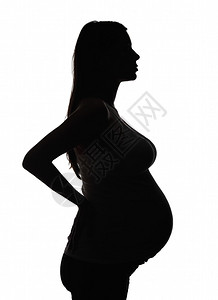 孕妇上白色孤立的剪影图片