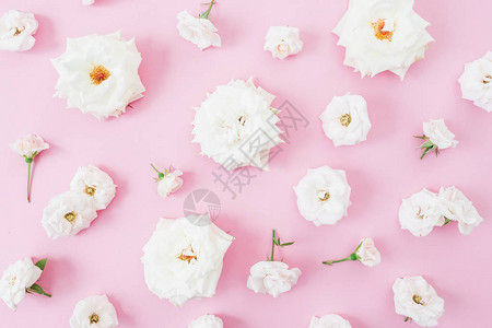 粉红背景的花朵布置背景图片