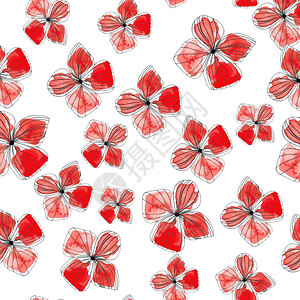 涂在水彩中的红花图片