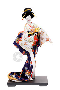 传统日本艺妓娃在白色图片
