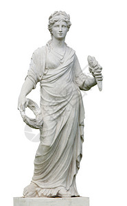 希腊女神像和孤立后退的罗图片