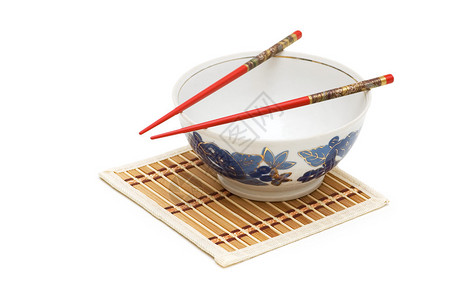 白底的碗和筷子被隔离图片