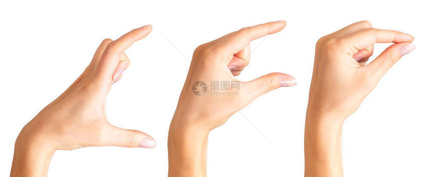 一群手握着两根手指的东西的女人被剪图片