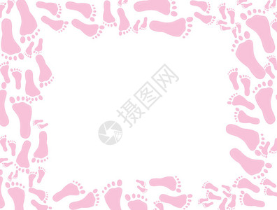 白色背景上的粉红足迹婴儿粉背景图片