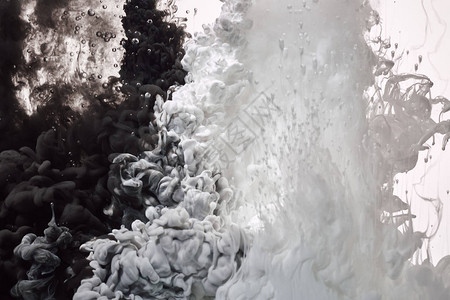 水中的丙烯酸颜色黑白抽象背景图片