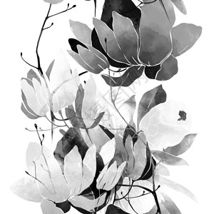 花和叶的花春无缝图案数字水彩纹理图片