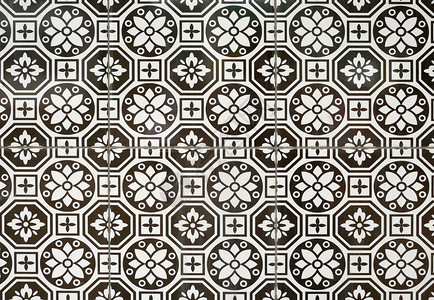 黑白复古瓷砖地板装饰图片