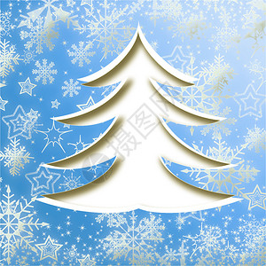 与圣诞树的冬天背景图片