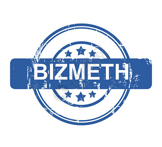 Bizmeth商业概念邮票星体在白色背景图片