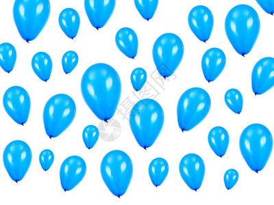 白色背景下孤立的蓝色气球图片