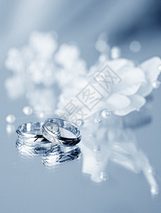 带新娘白发夹的结婚戒指图片