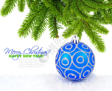 圣诞蓝球和松树图片