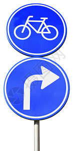 用箭向右转的蓝色路标图片