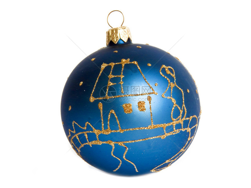 圣诞蓝球白色隔离图片