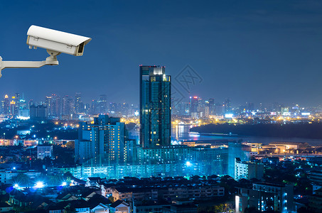 监控曼谷市风景的摄像头黄昏蓝色白图片