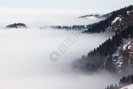 冬天山上的雾海图片