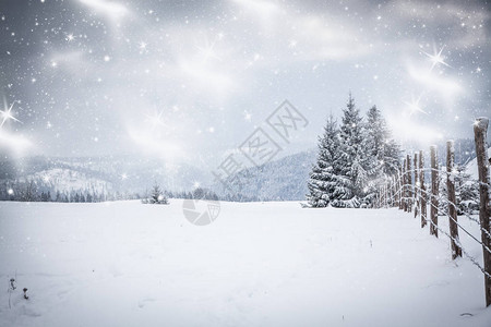 白雪皑的冬季景观的圣诞背景图片