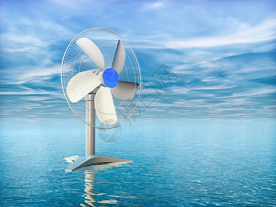海与蓝天空背景的电扇风Eto图片
