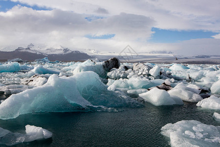 冰岛著名的冰川泻湖的冰川冰川泻湖湾美丽的寒冷景观图片冰岛的独特图片