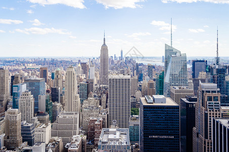 纽约天空线全景在曼哈顿上方从图片