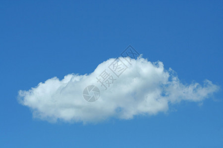 一朵蓬松的白云蓝天背景图片