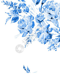 蓝色水彩花卉束在laprima风格背景图片