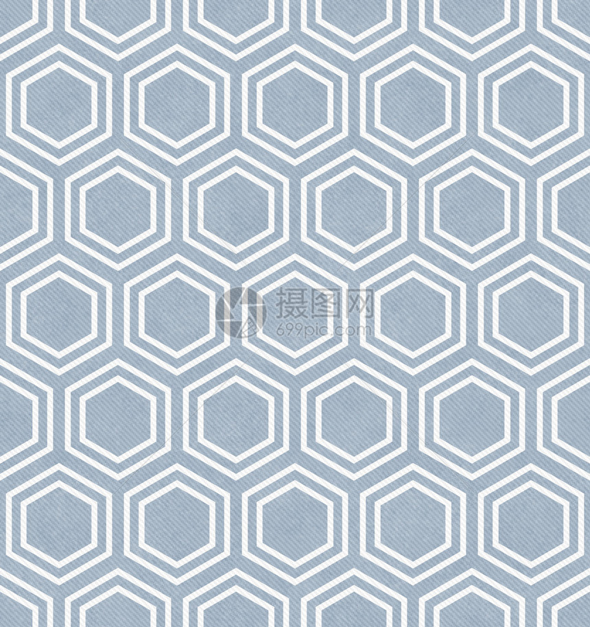 蓝色和白色六边形的白六边色砖块模式重复背景图片