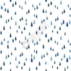 蓝色雨滴白色背景的无缝图案图片