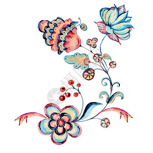水彩天然花卉观赏贺卡手绘复古花卉布置背景图片